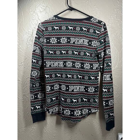 NWOT Victoria's Secret PINK Long Sleeve Thermal Sleep Top Pajamas Size Medium - Picture 4 of 5